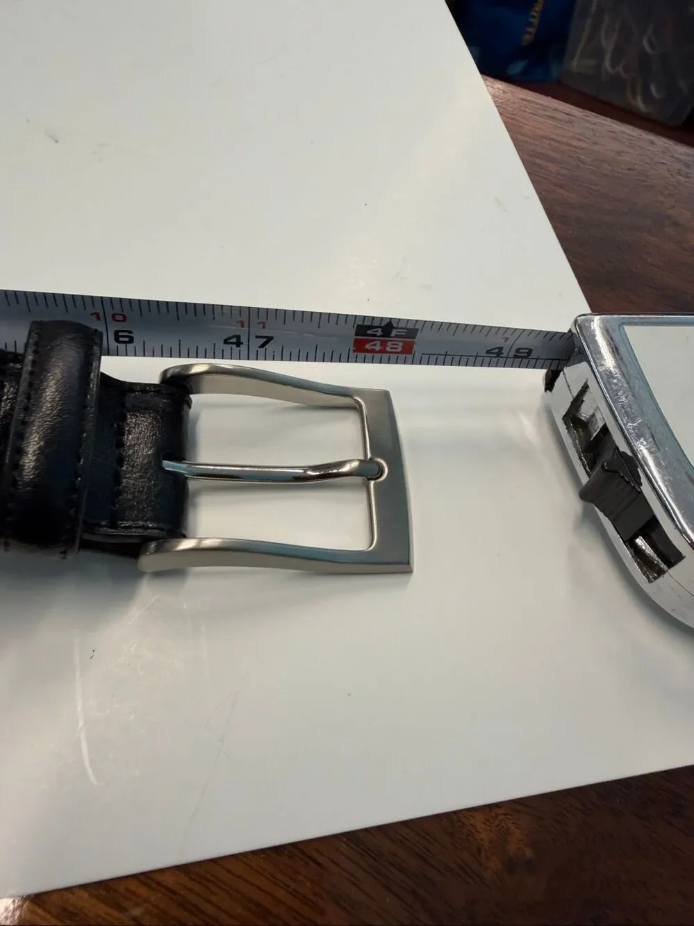 Perry Ellis Black Leather Belt Mens Size 46